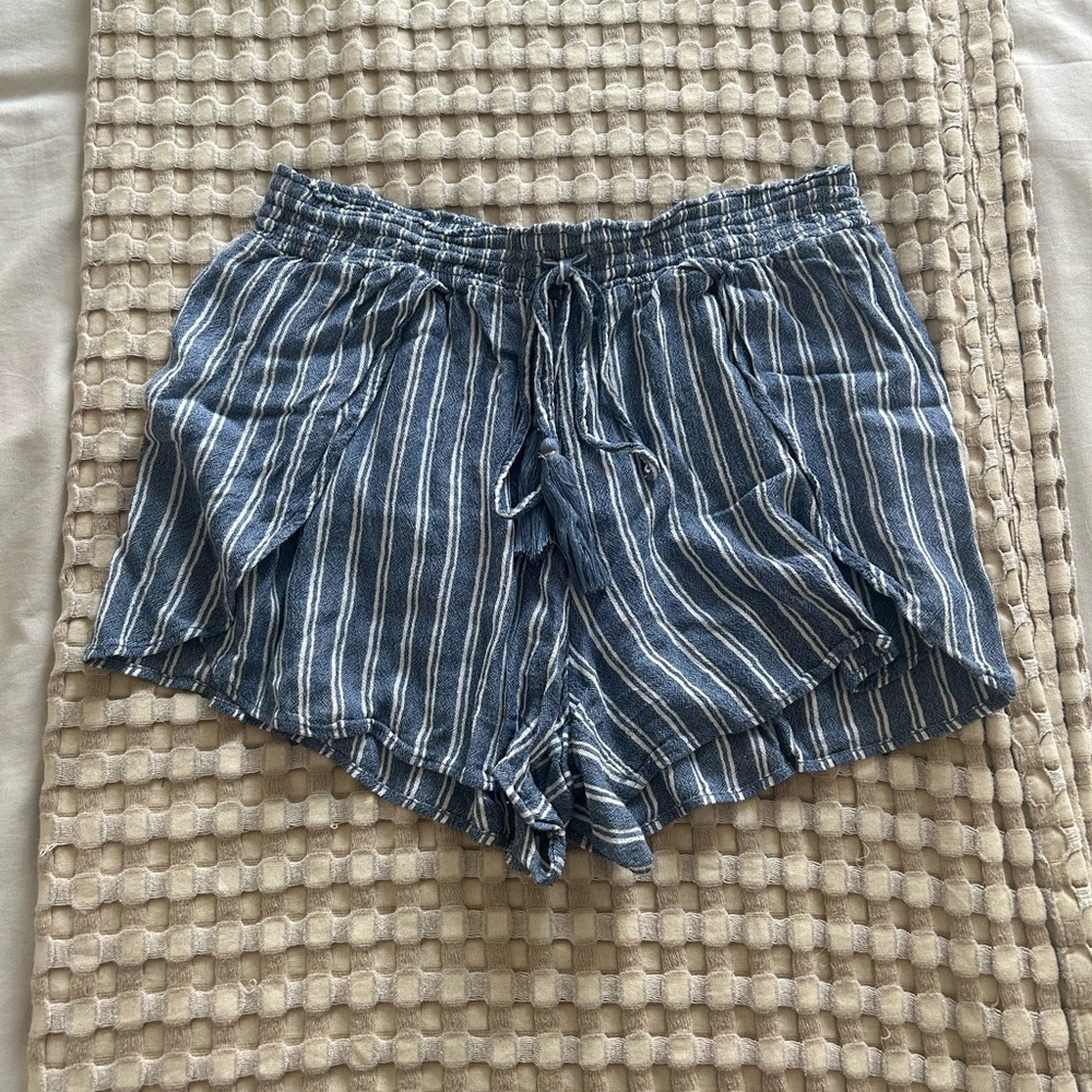 Blue and white striped shorts